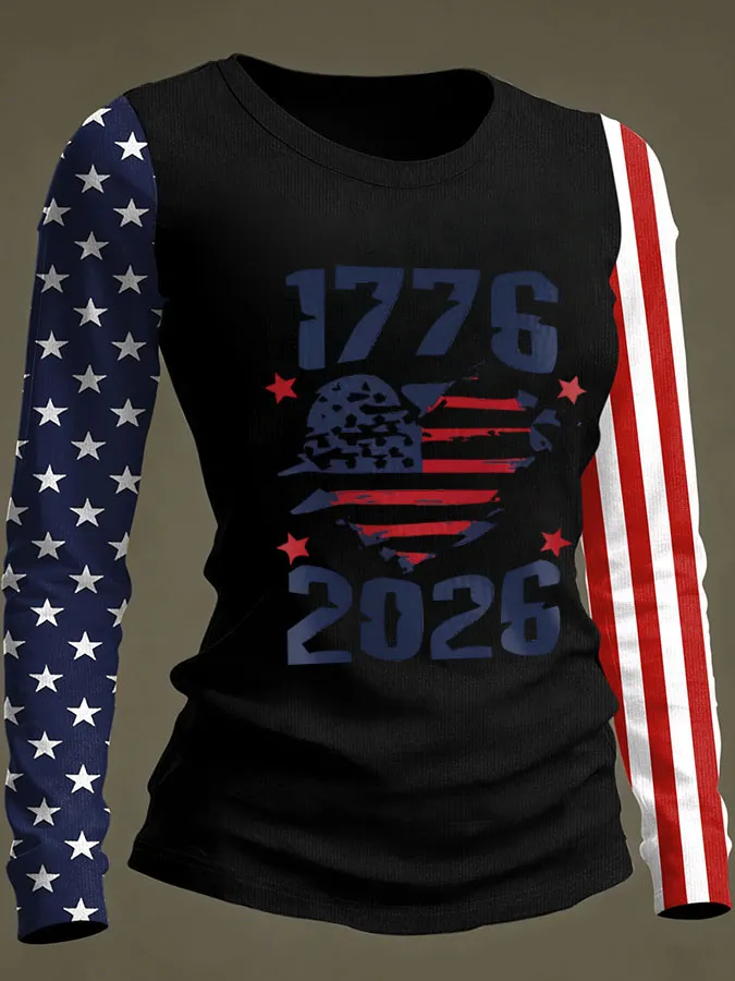 Women'S Independence Day 250Th Anniversary Printed Long Sleeve T-Shirt
