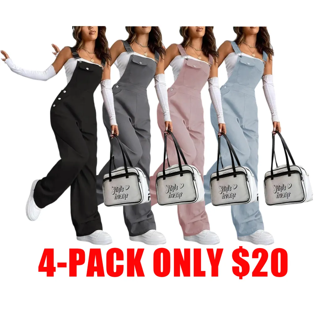 Women’s Solid Color Pocket Overalls