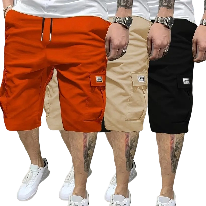 Men's Casual Shorts Set with Slanted Pockets