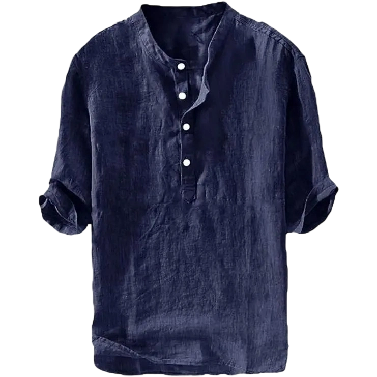 Men's Linen Cotton 3/4 Sleeve Henley T-Shirt
