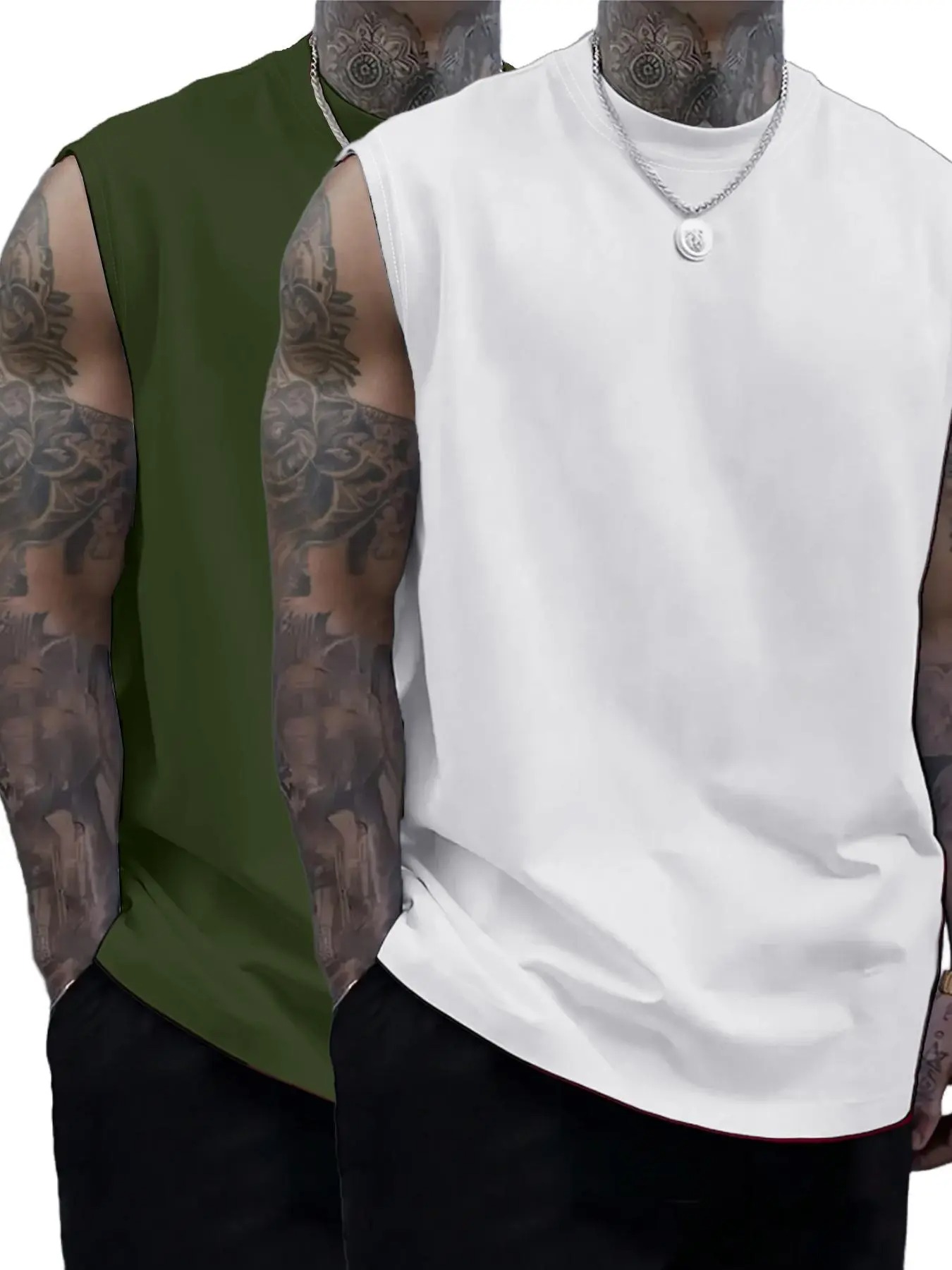 Men's Solid Color Crew Neck Tank Top