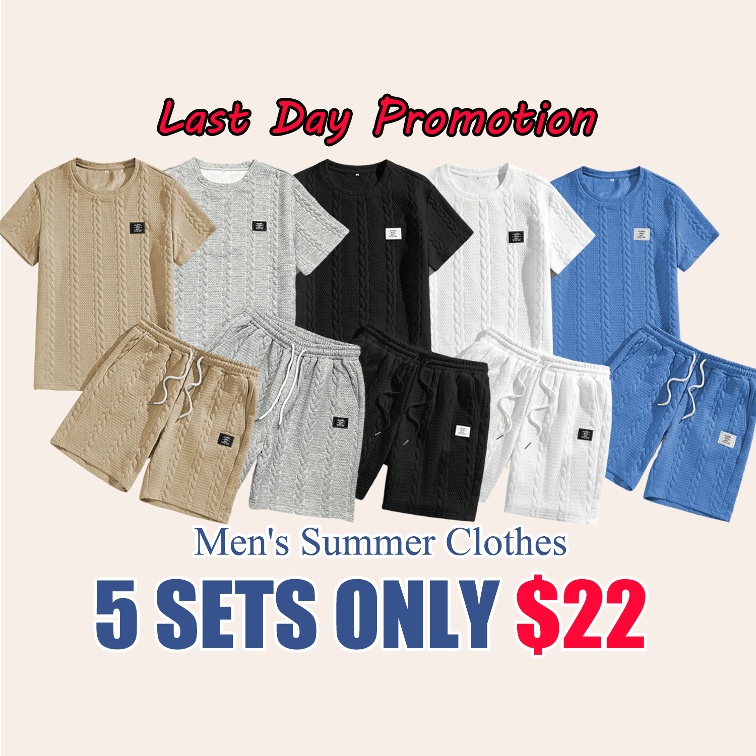 🔥🔥Men’s Casual T-Shirt & Drawstring Shorts Set (Regular Fit)