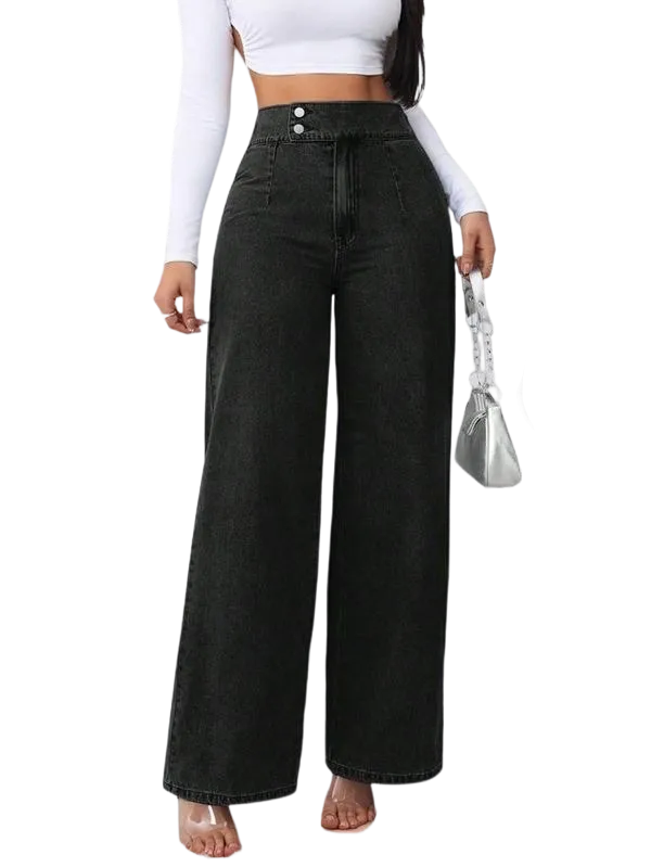 Women’s High Waist Wide Leg Jeans with Elastic Waist