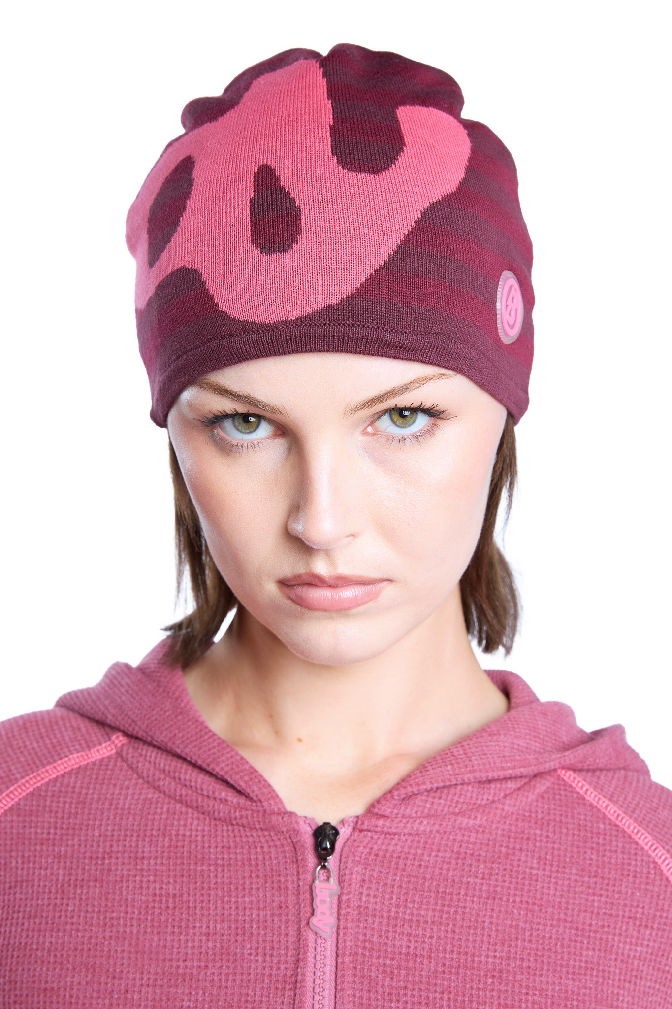 STRIPED KNIT BEANIE (MAGENTA/PINK)