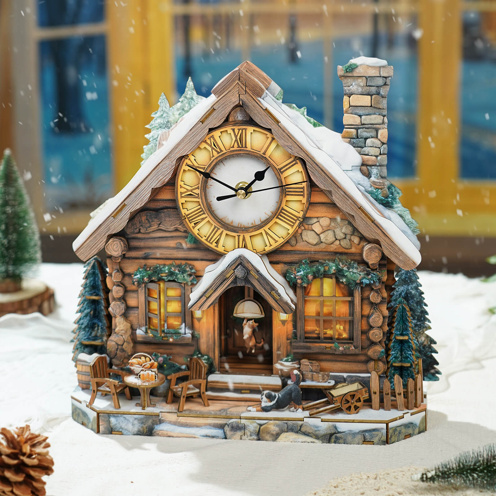 Swiss Chalet – DIY Wooden Clock, 3D Puzzle Craft Kit
