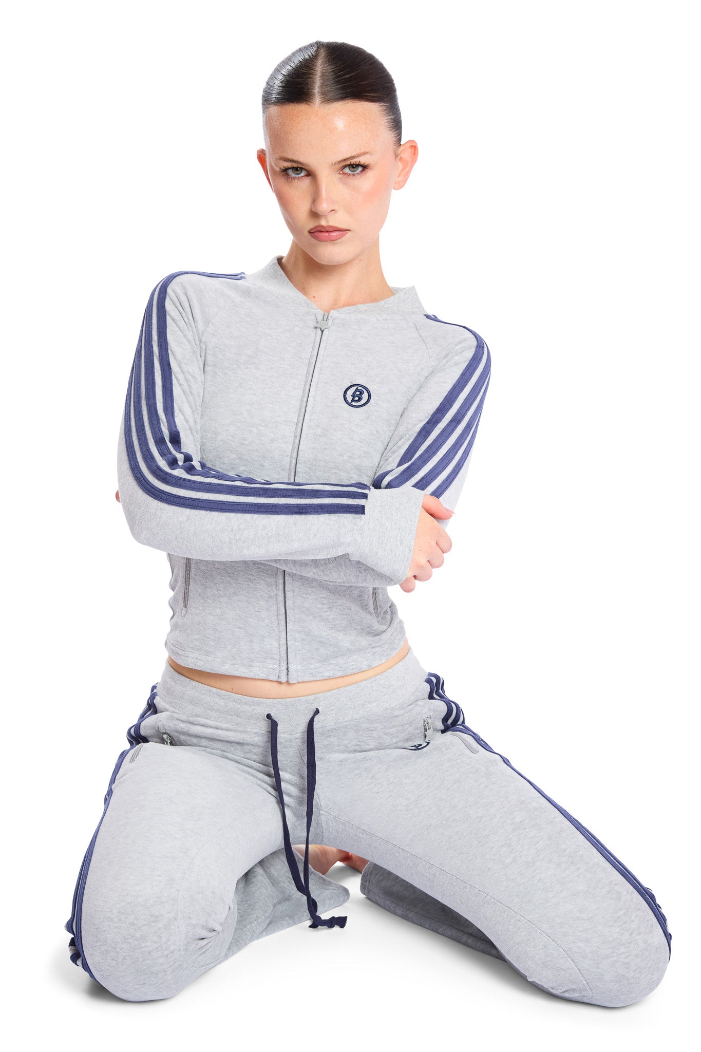 BODY VELOUR TRACK PANTS (HEATHER GREY)