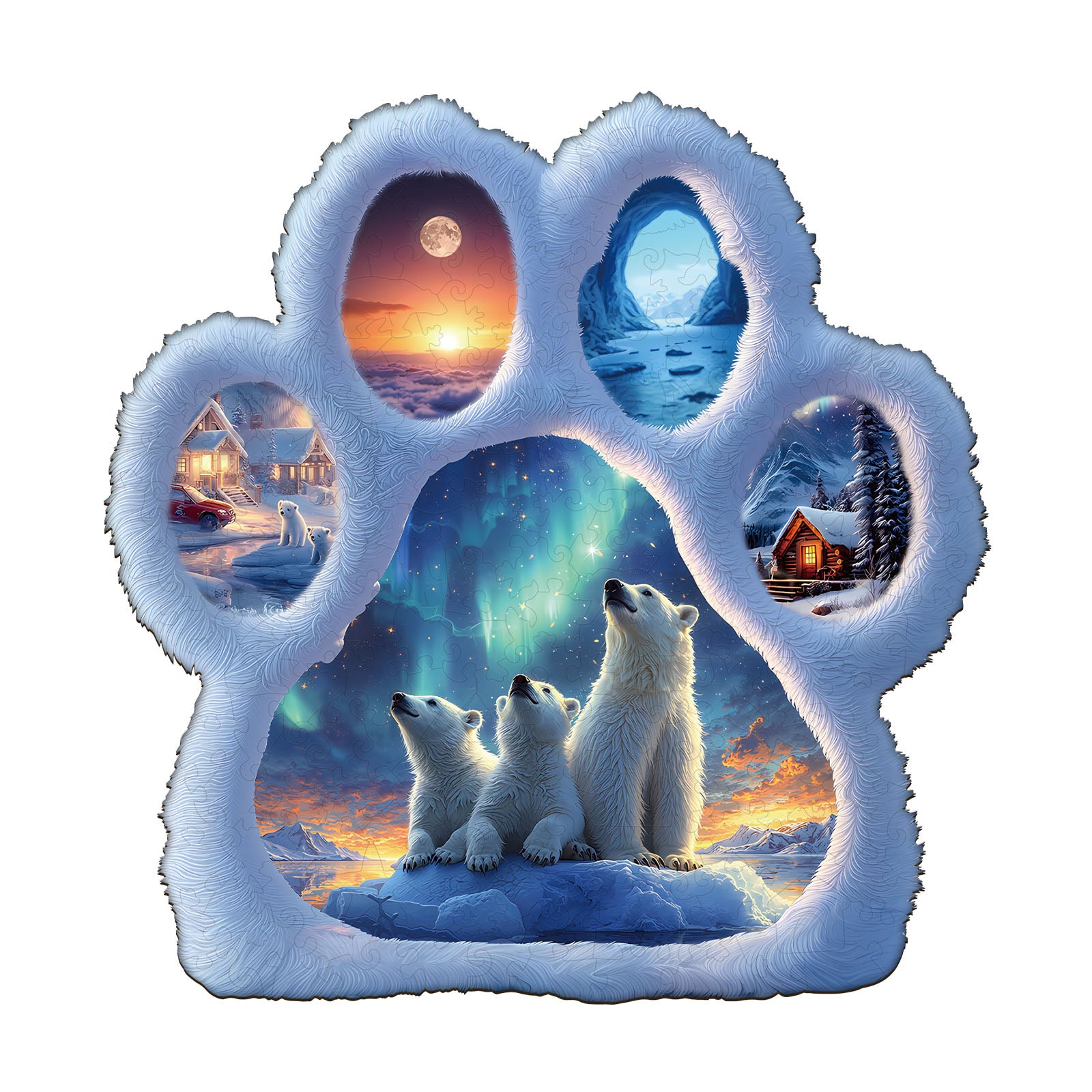 Polar bear tracks  Wooden Jigsaw Puzzle