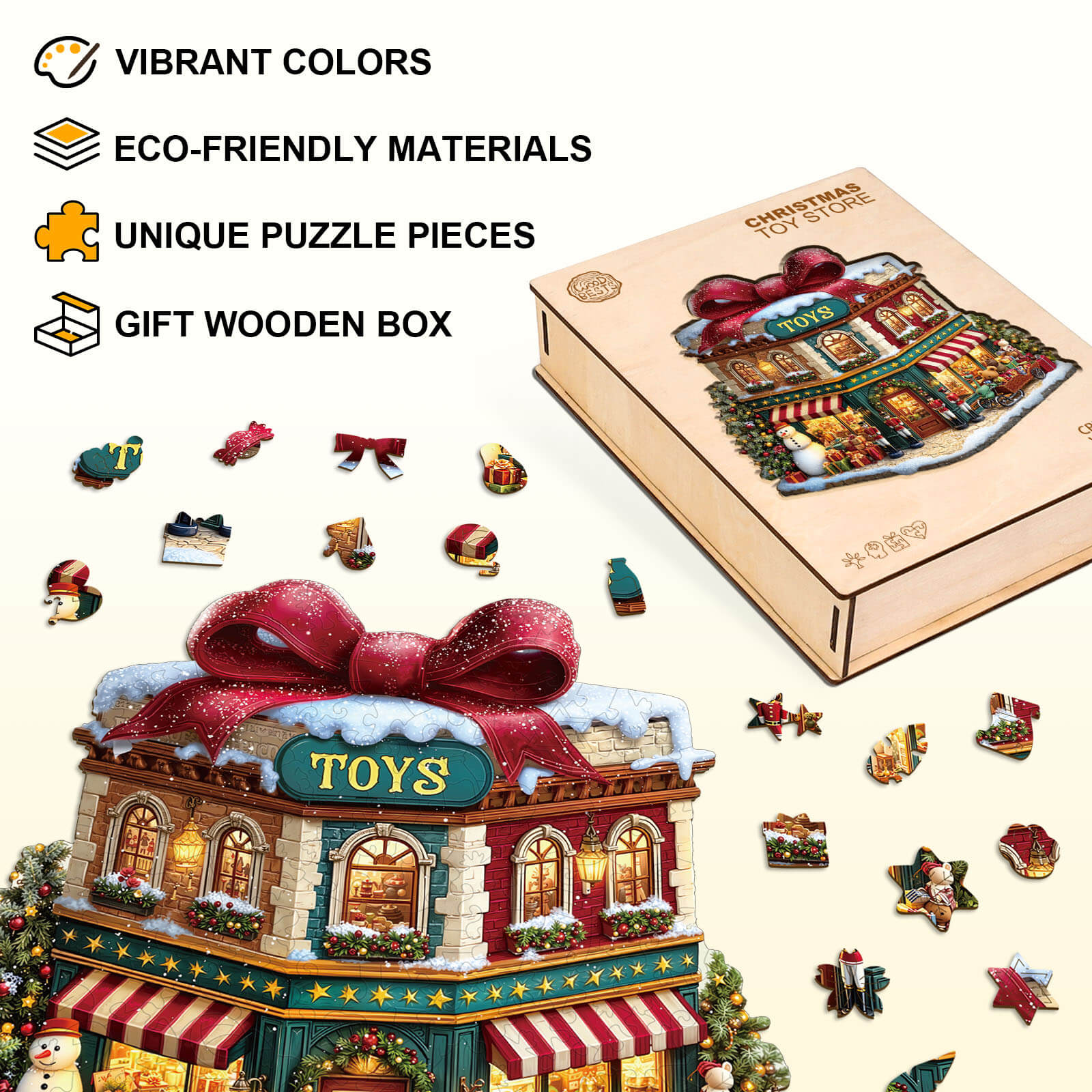 Christmas Toy Store Wooden Jigsaw Puzzle