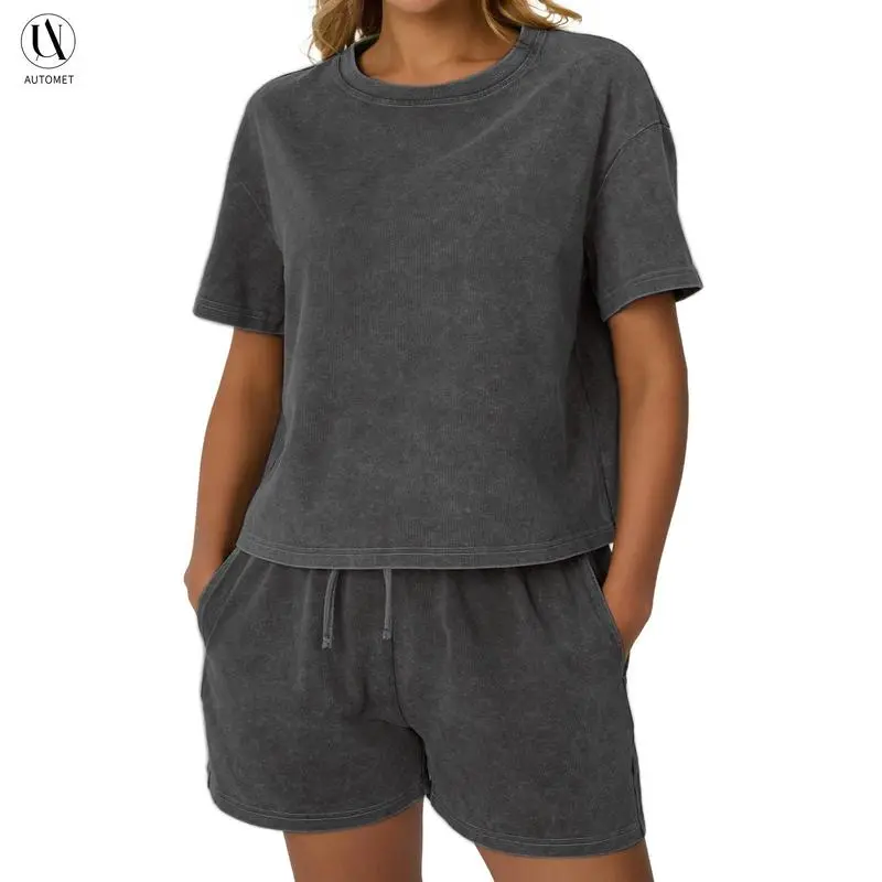 Comfort Fit Tank & Shorts Set – Acid Wash Look