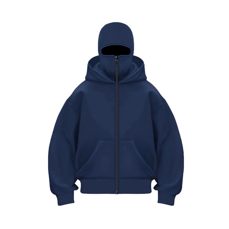 Unisex Y2K Balaclava Zip-Up Double Layer Hoodie Jacket