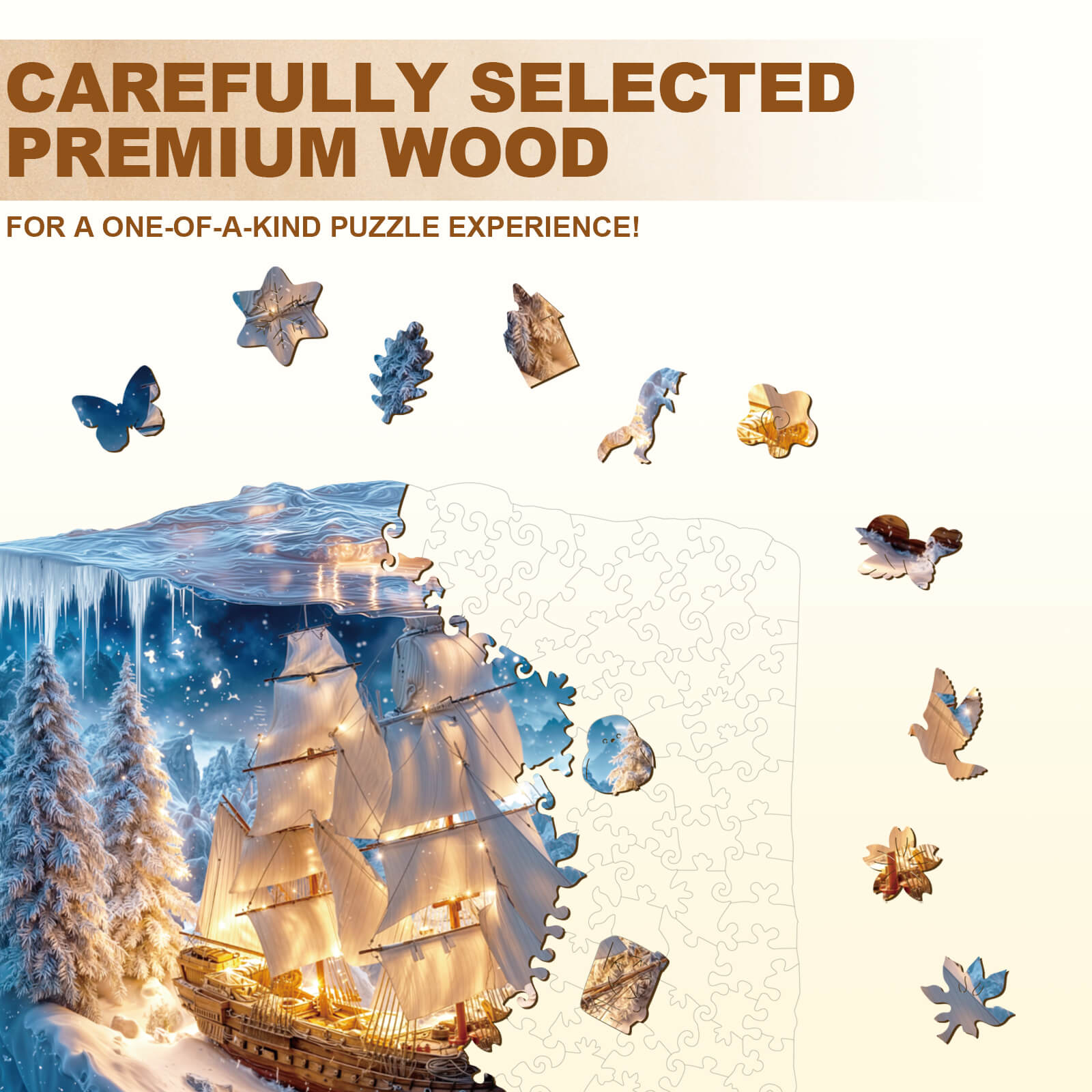 Frozen Pirate Ship Wooden Jigsaw Puzzle