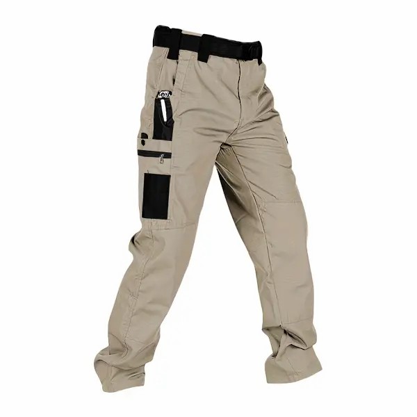🔥Men's Solid Color Tactical Work Pants with Multiple Pockets and Zipper Closures