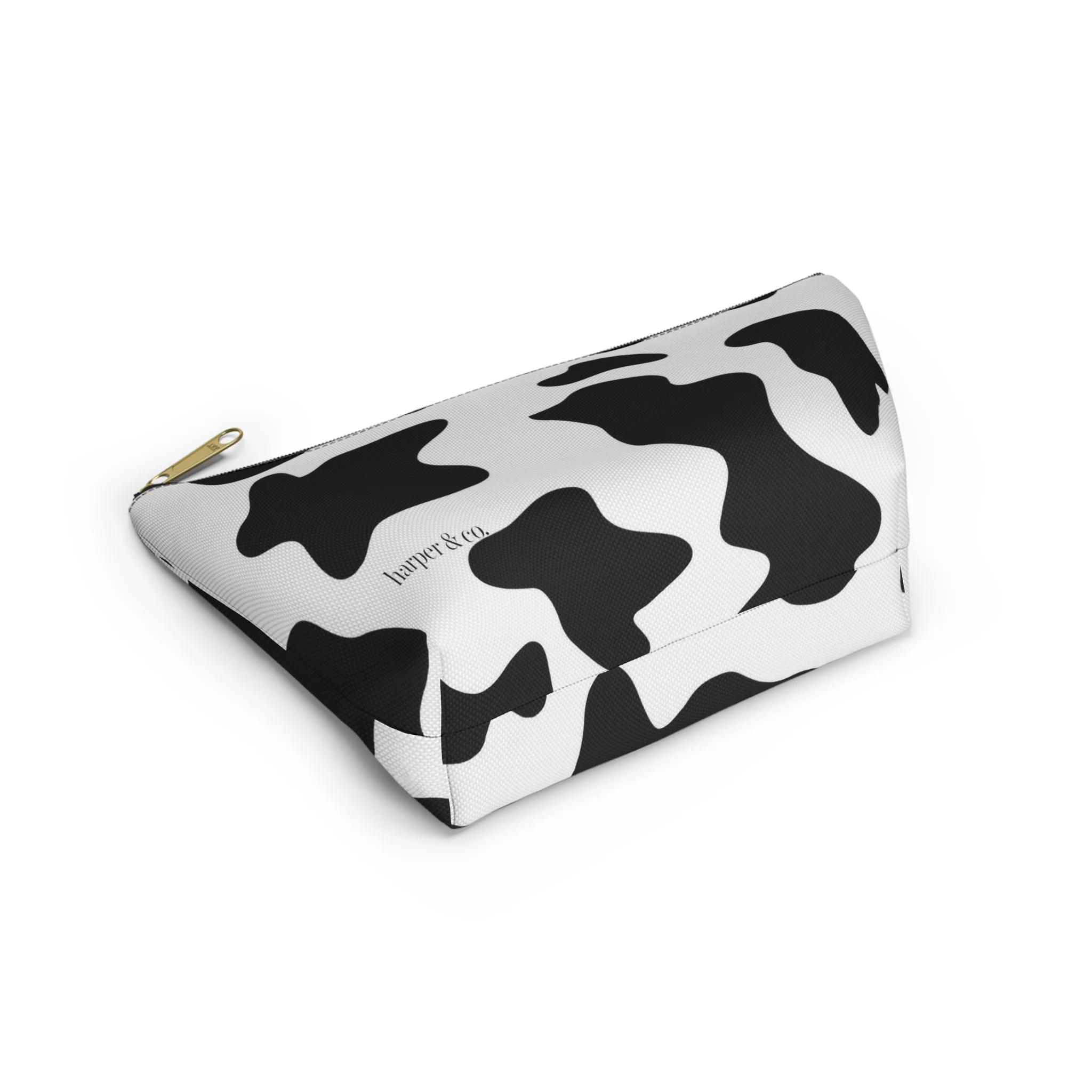 Cow Print Accessory Pouch w T-bottom