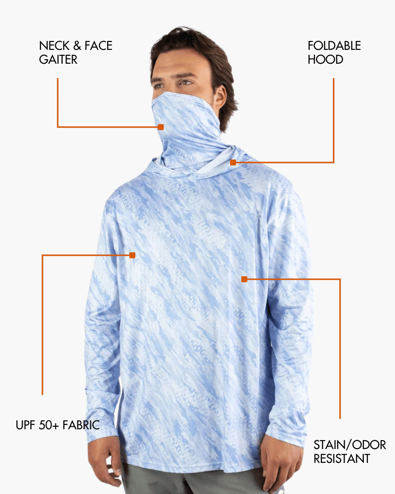 Men’s Sun Protection Fishing Hoodie with Built-In Face Gaiter