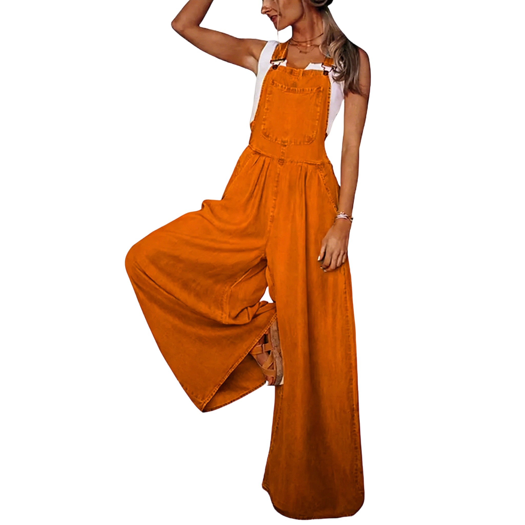 he Loose-Fit Denim Overalls