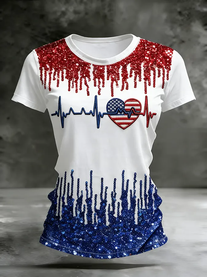 Women's American 250th Anniversary Commemorative Print Casual T-Shirt