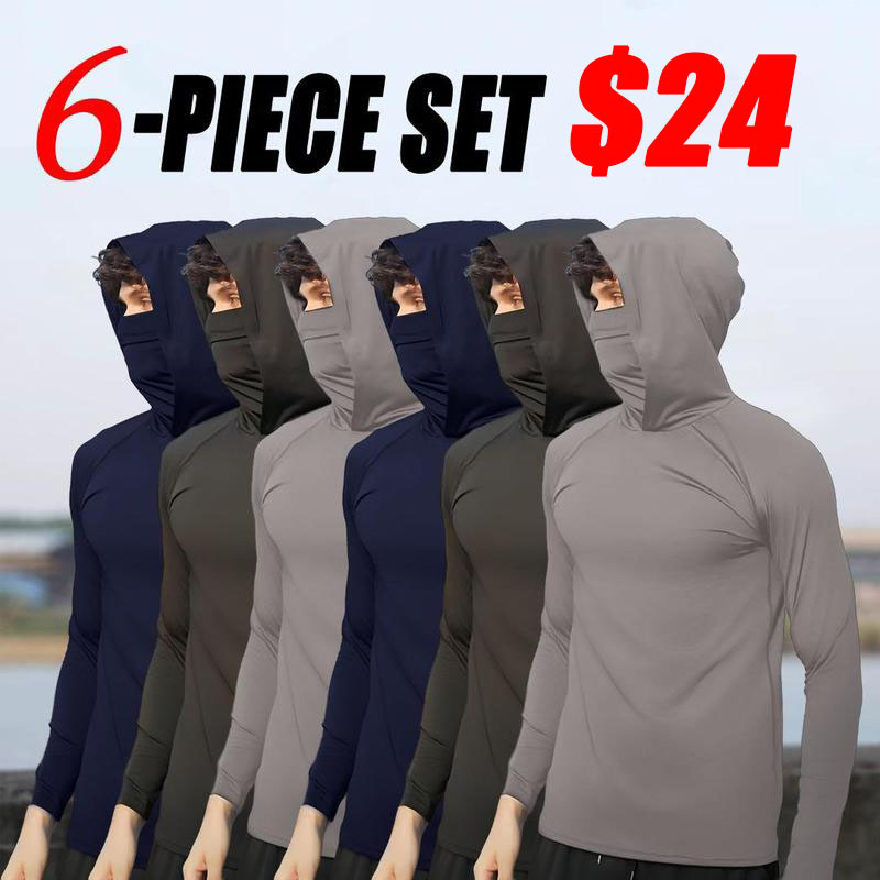 📌📌6-Piece Men's Casual Hoodie Pullovers UPF Sun Protection Soft Breathable