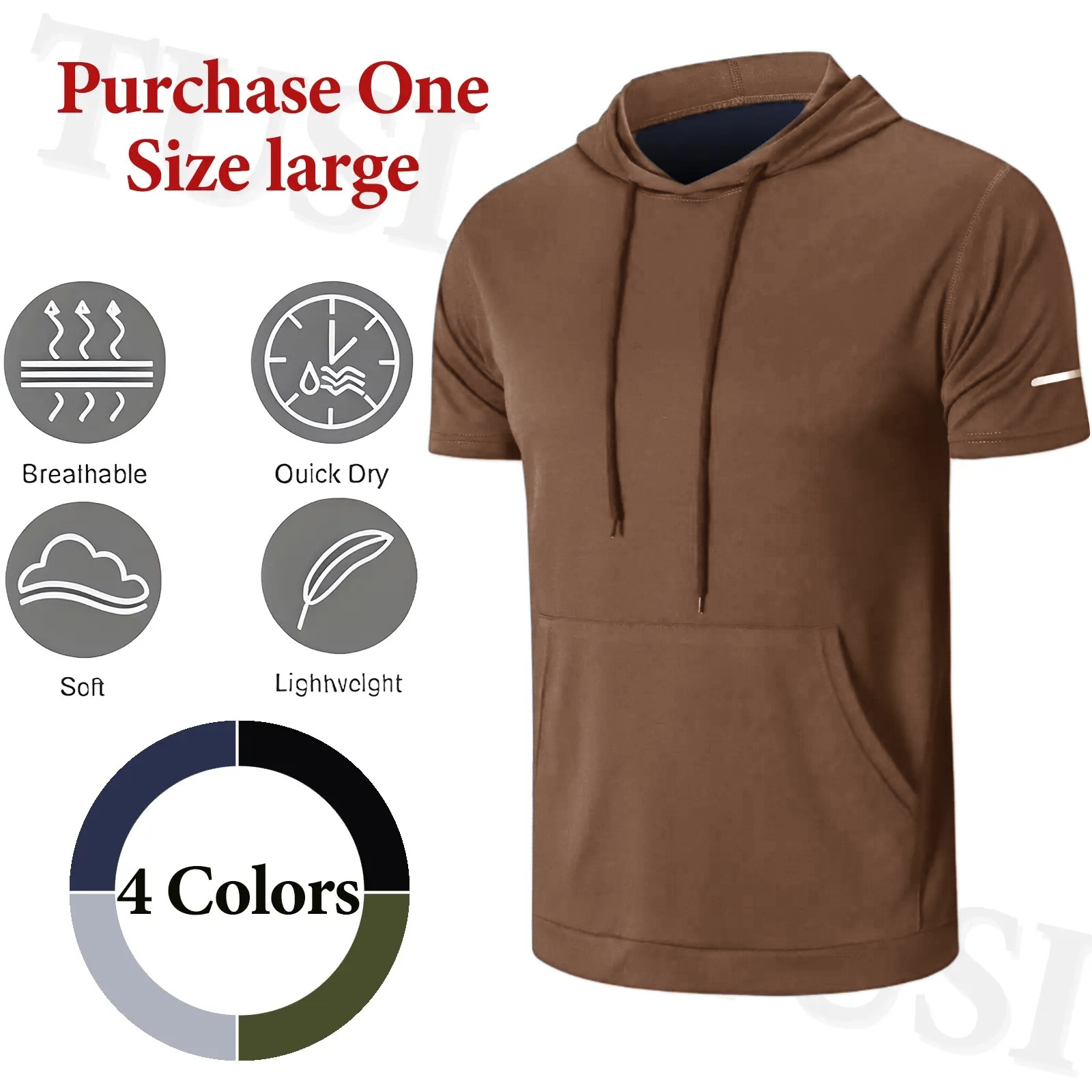 Men's Summer Athletic Hooded T-Shirt