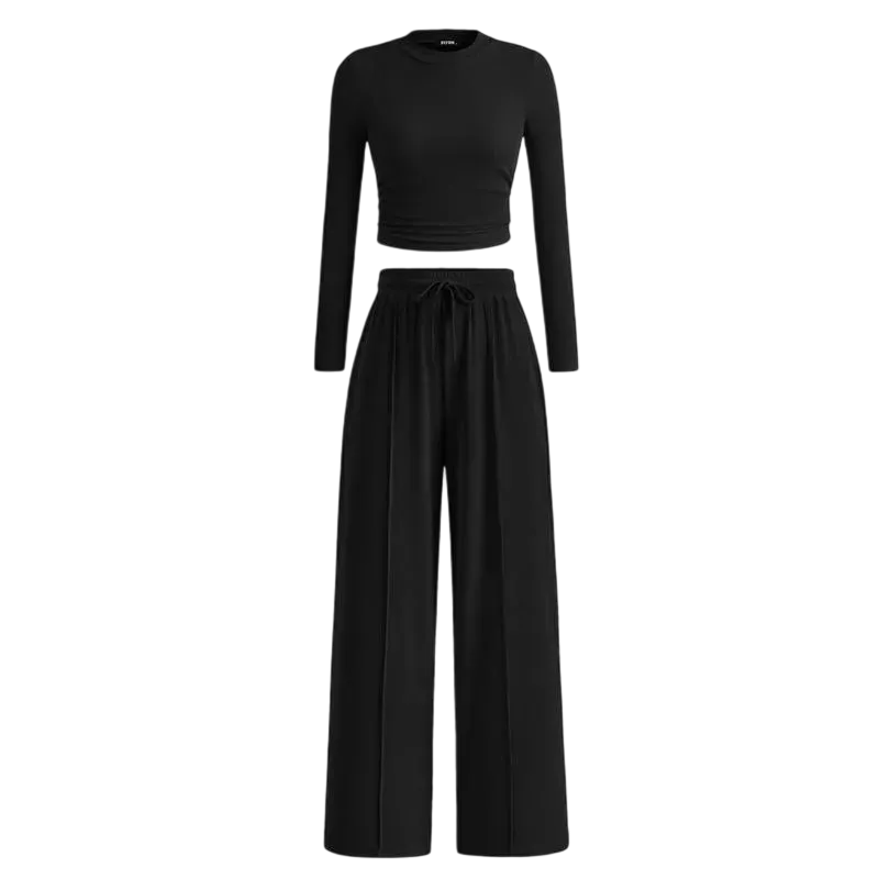 🔥Last Day 89% OFF🔥Women's Winter 2-Piece Set – Warm Top & Wide-Leg Pants