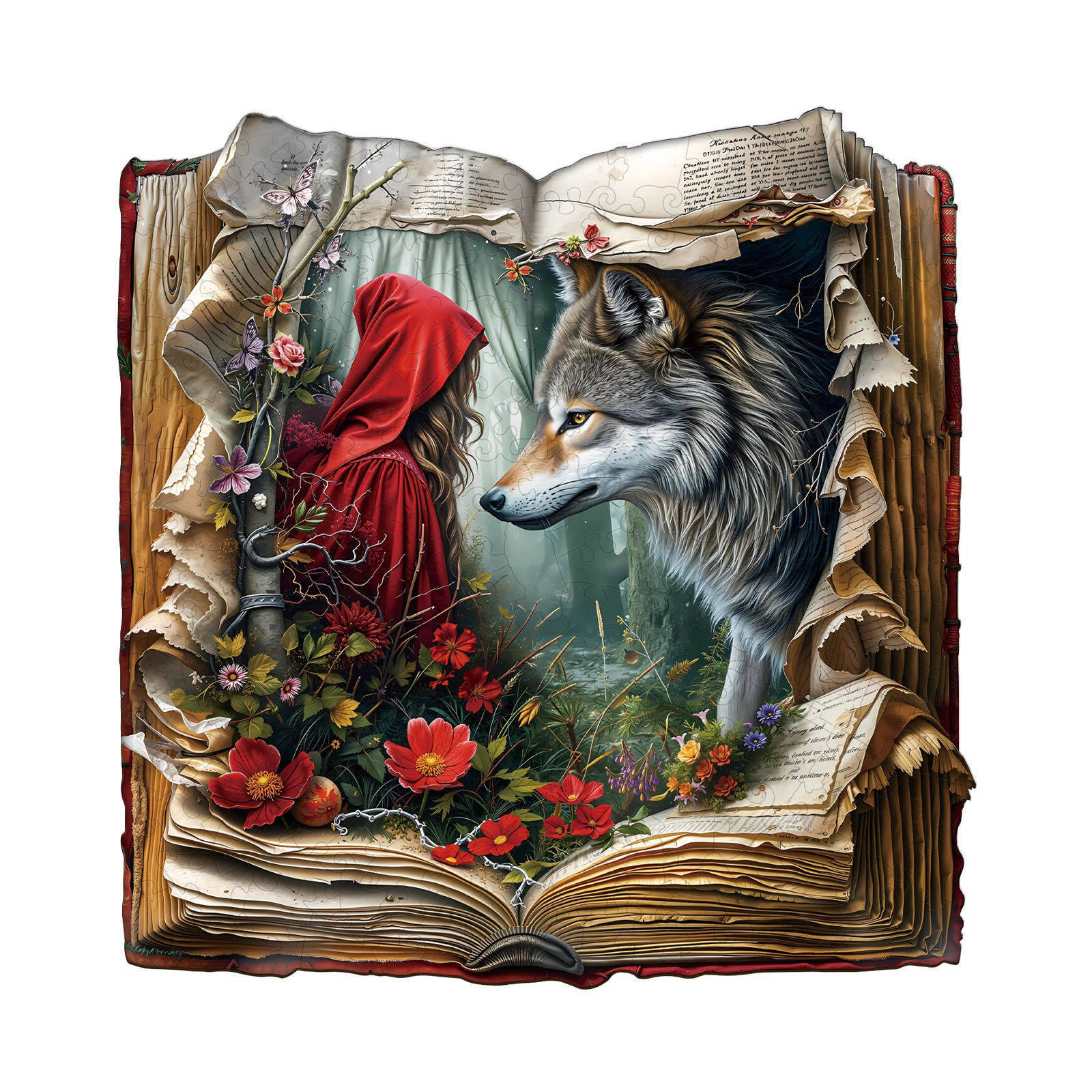 Wolf and the Maiden Wooden Jigsaw Puzzle