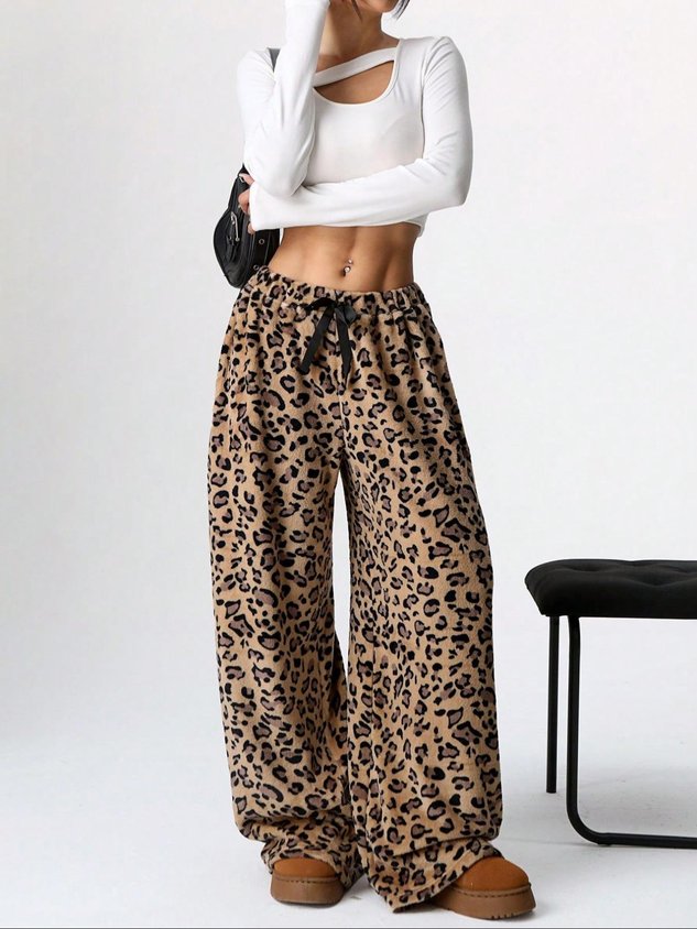 Loose Simple Leopard Pants