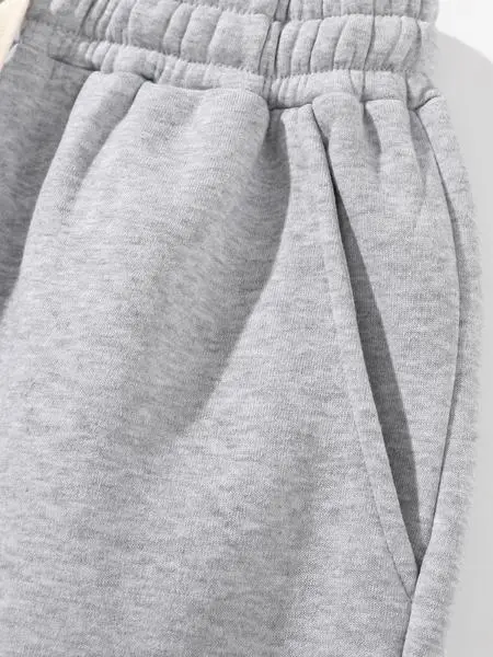 Men's Plain Two-piece Sweatsuit Set, Basic Regular Fit Casual Drop Shoulder Half Zip Hoodie & Pocket Drawstring Sweatpants