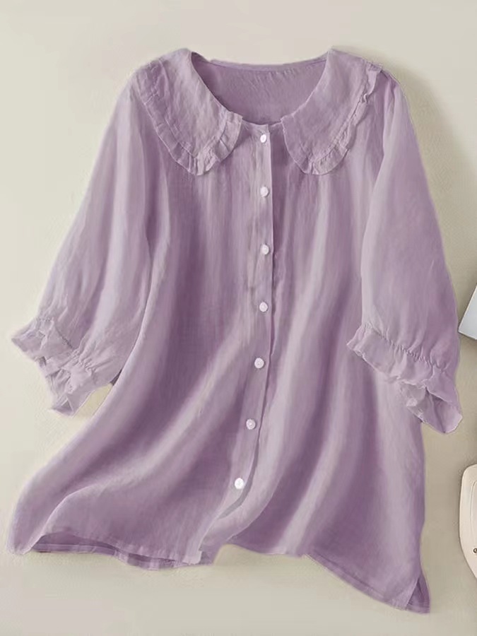 Women‘s Peter Pan Collar Cotton Shirt