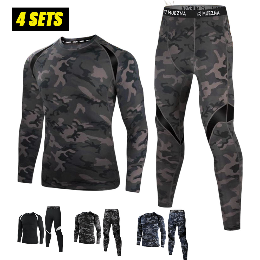 Men's Warmth-Preserving Jacket and Underwear Set - Underpants, Overalls, Long Pants - Base Layer Warmth-Resistant Fur Liner