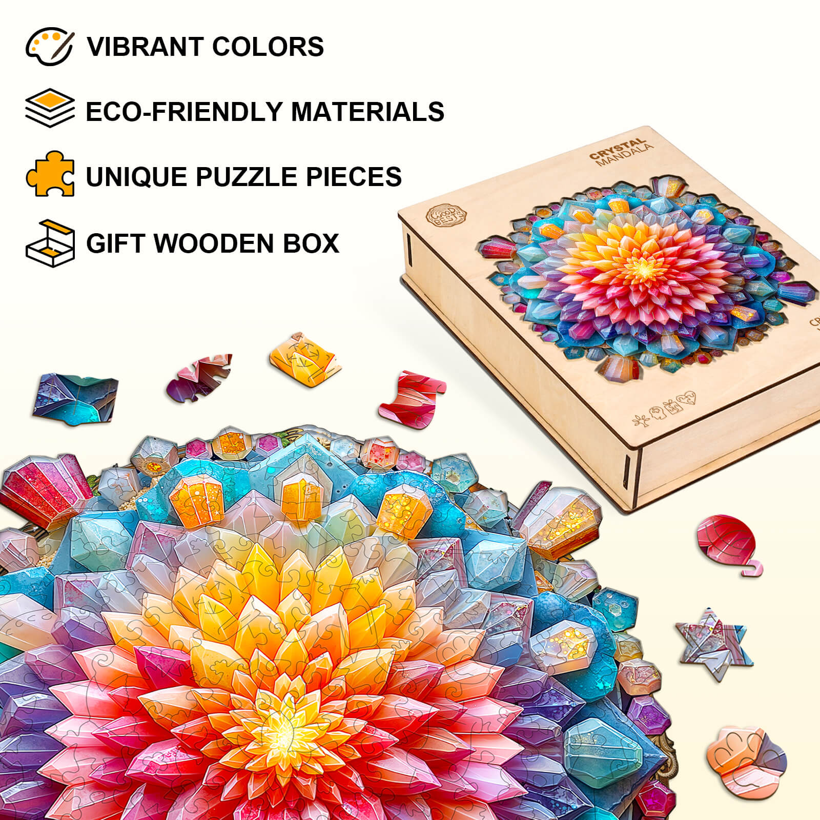Crystal Mandala Wooden Jigsaw Puzzle
