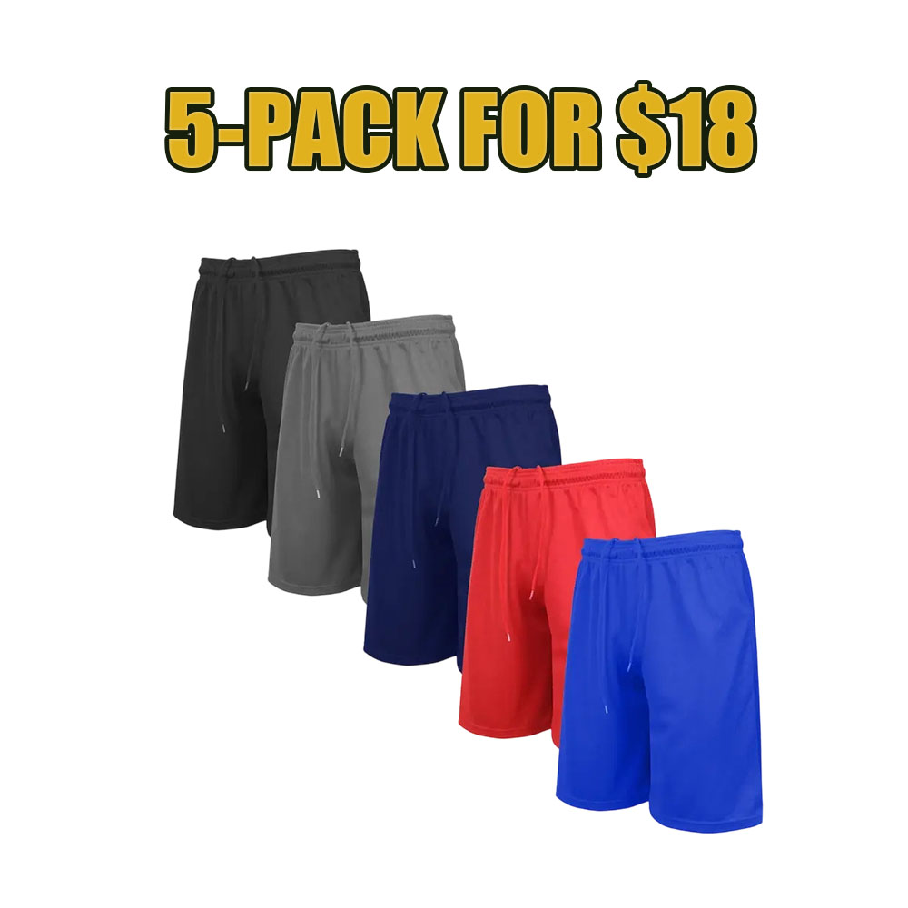Men’s 5/10-Pack Performance Mesh Active Shorts