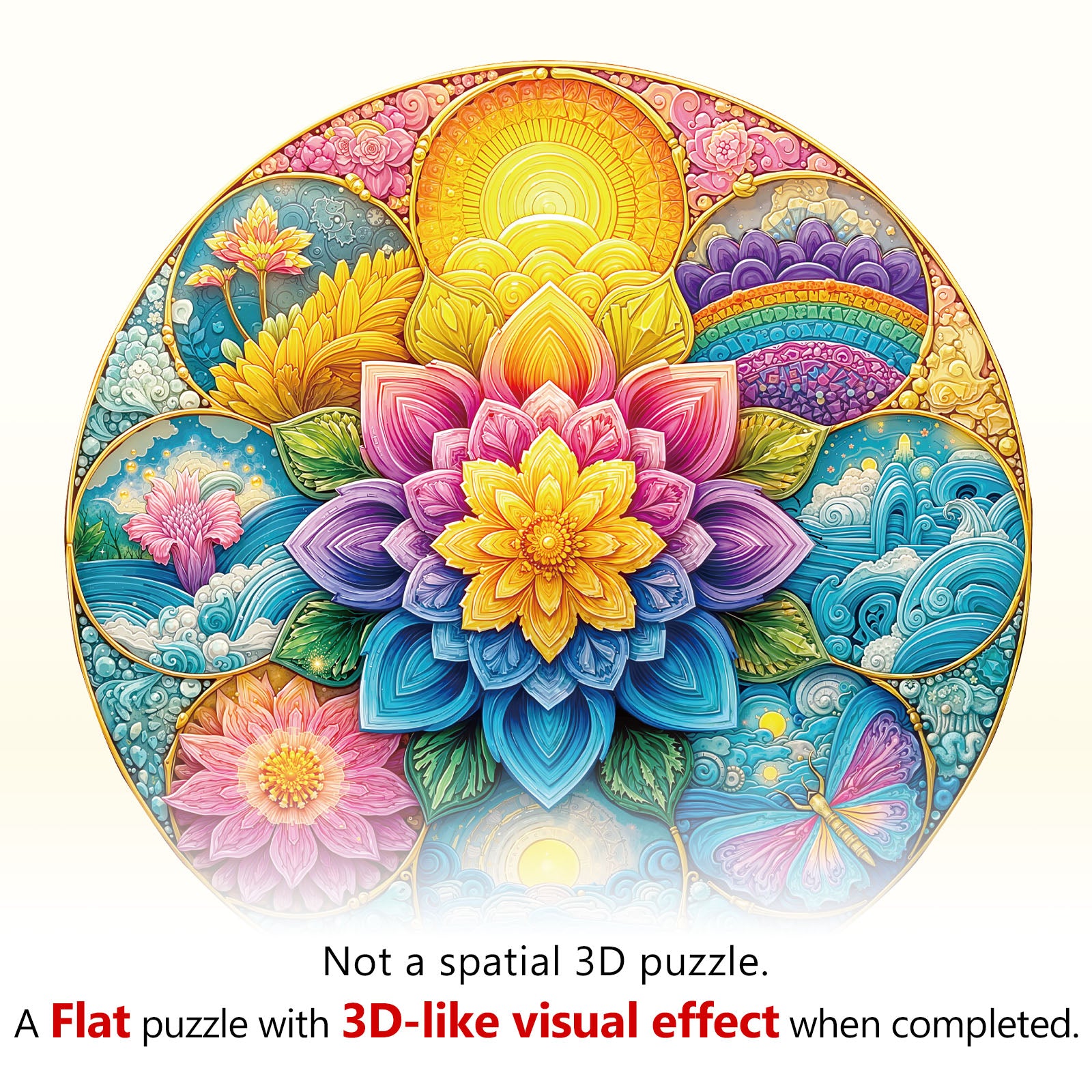 Colorful Mandala Wooden Jigsaw Puzzle