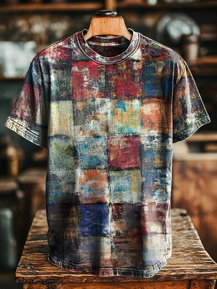Vintage Geometric Art Print Casual Loose T-shirt