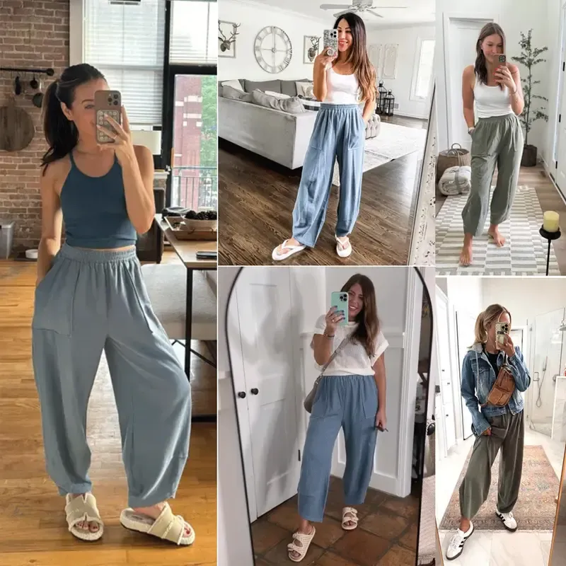 🔥8- PACK Women's Harem Barrel Pants