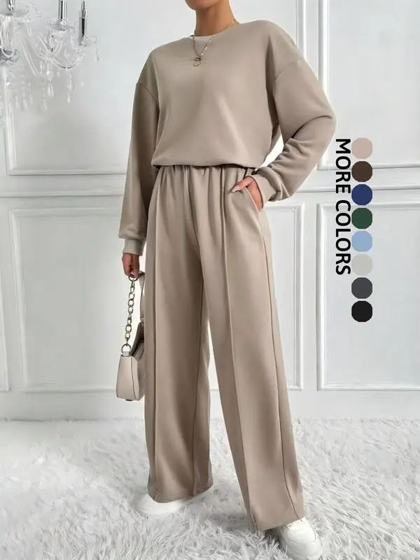 Women’s Loose-Fit Cotton Two-Piece Sweatsuit Set
