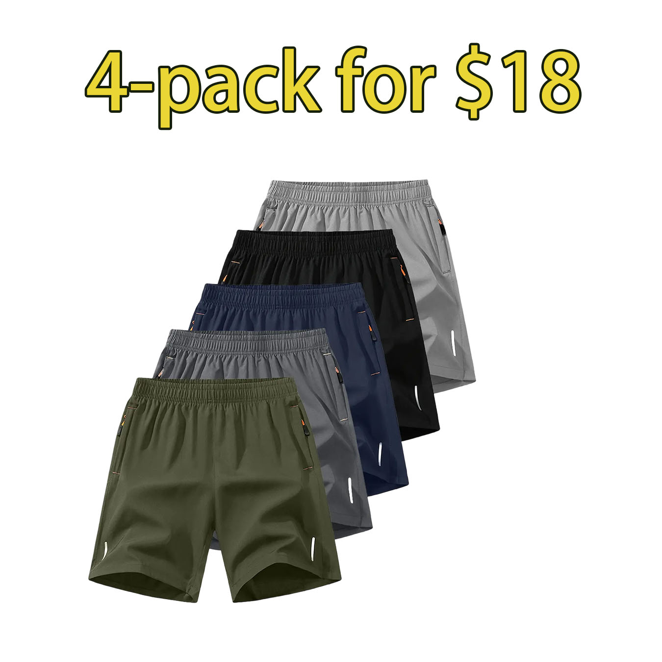 Men’s 10-Pack Zipper Pocket Casual Shorts – Breathable Everyday Comfort Fit