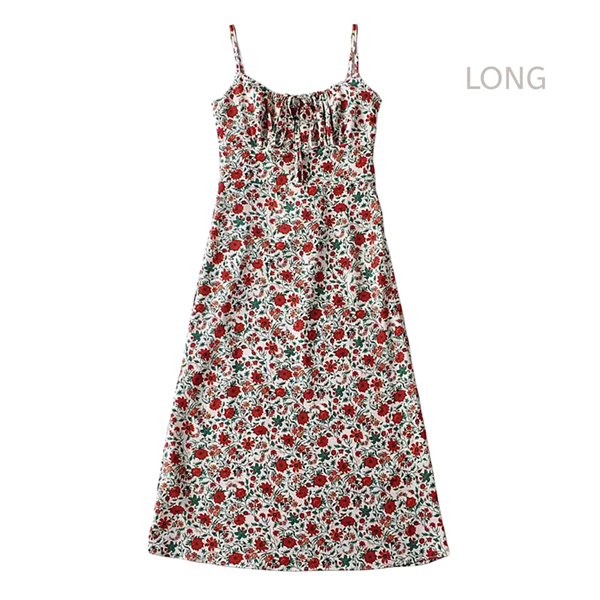 Women's Floral Dress Low-Cut Square Neck Spaghetti Strap Tie Bodycorn Dresses Casual Wear Slip with Adjustable Straps & Elastic Neckline