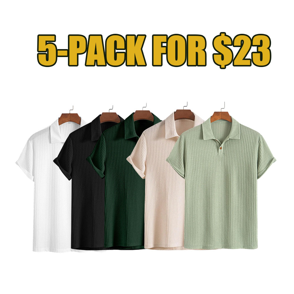 Men's Casual Jacquard Knit Polo Shirt – A Must-Have for Summer