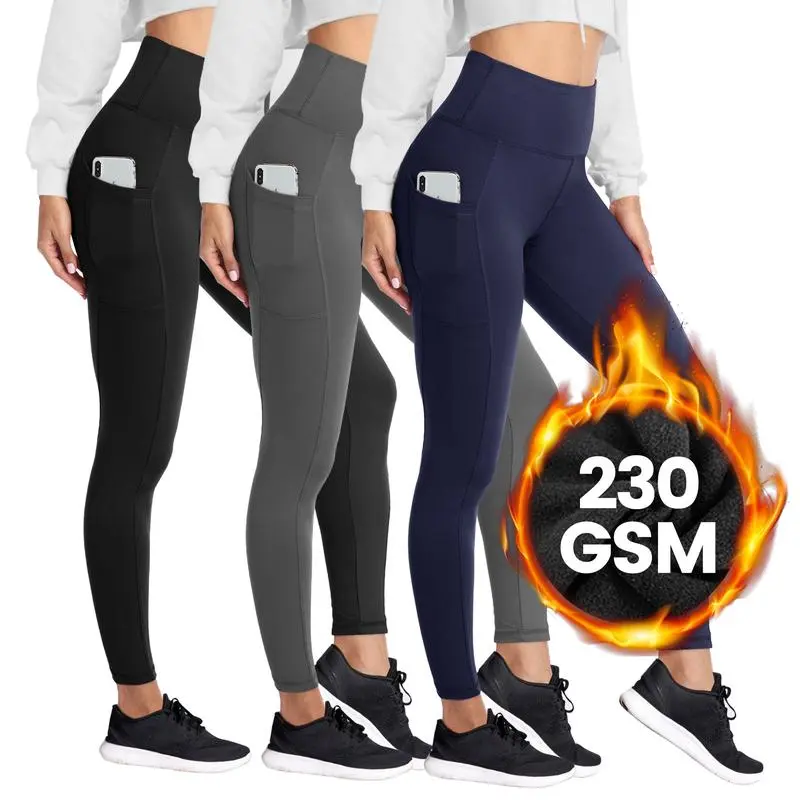 Women's High Waisted Fleece Lined Leggings with Pockets