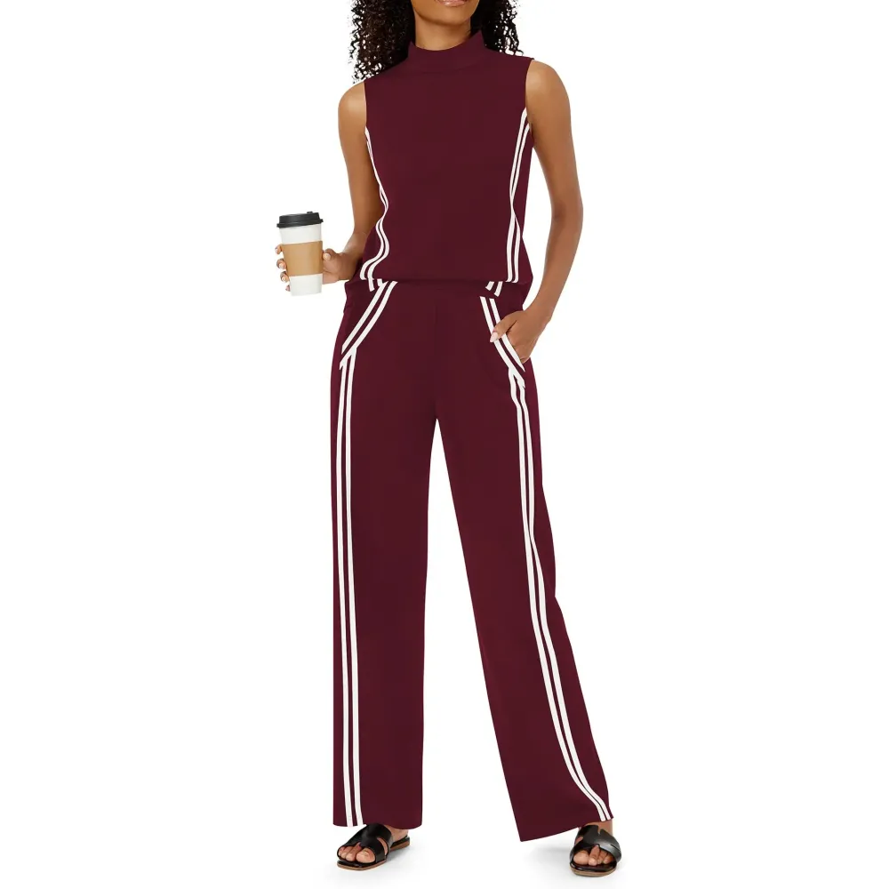 Women’s Mock Neck Tank & Wide Leg Pants Set
