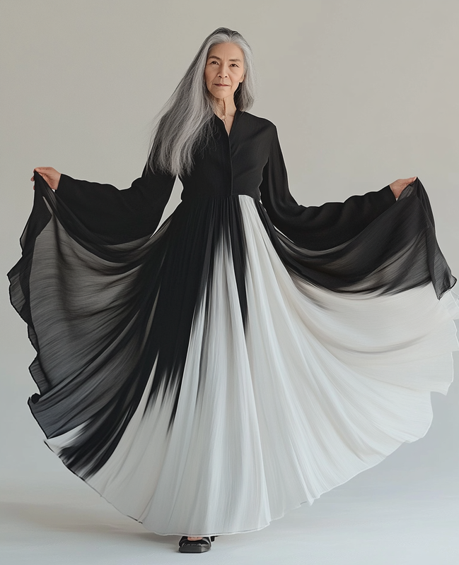 Spring and summer loose and comfortable contrasting gradient dress 5d77