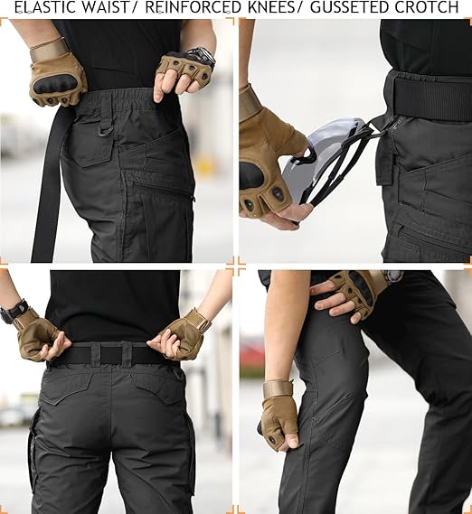 Men's Multi-Functional Tactical Work Pants, Casual Fitted Trousers, Durable Non-Stretch Fabric, Hiking & Outdoor Wear, Zipper Pocket Design, Casual Style