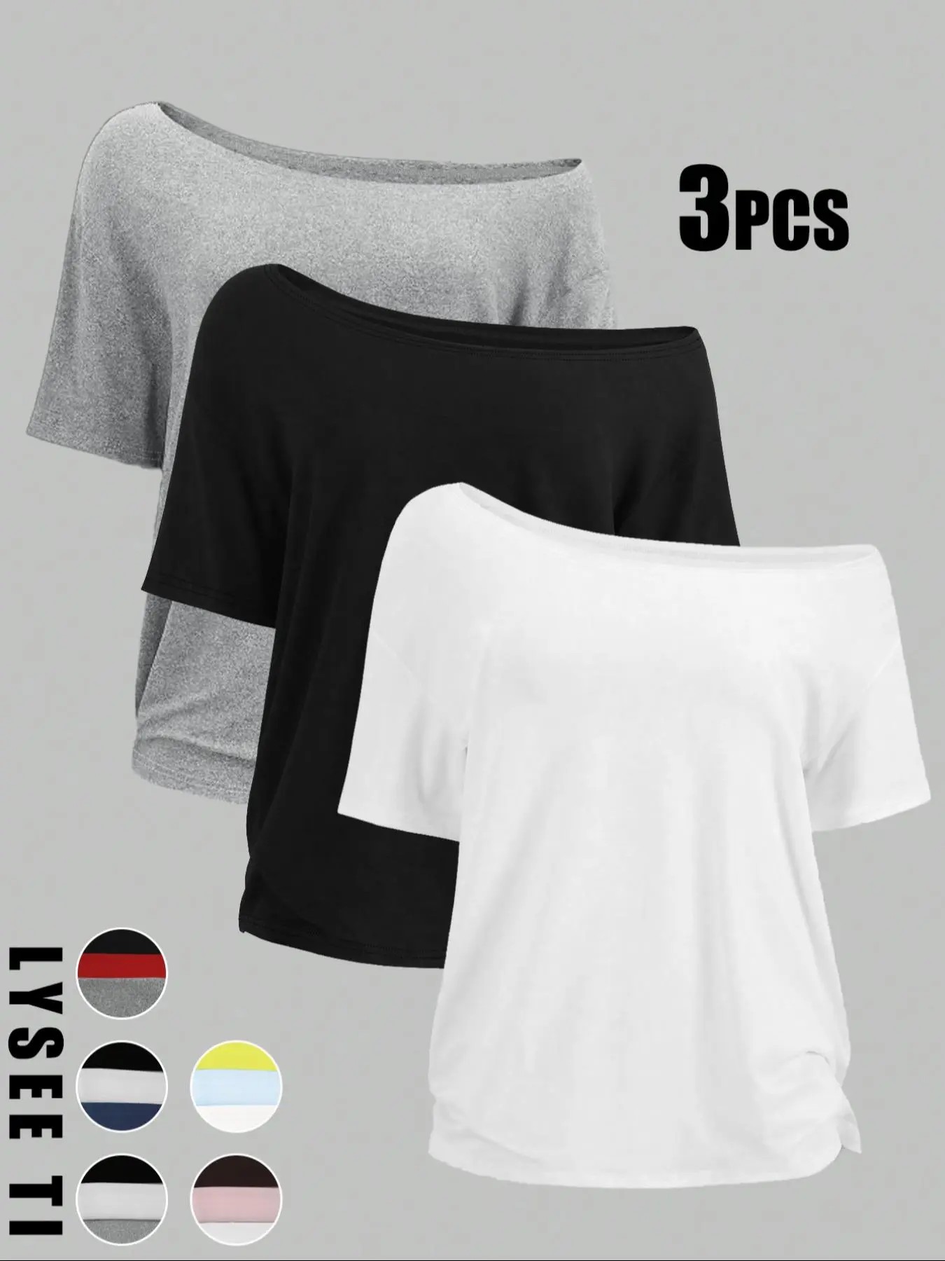 🔥Women's Solid Color Tee – Casual Basic Short Sleeve Top, Wear Off-Shoulder or One-Shoulder