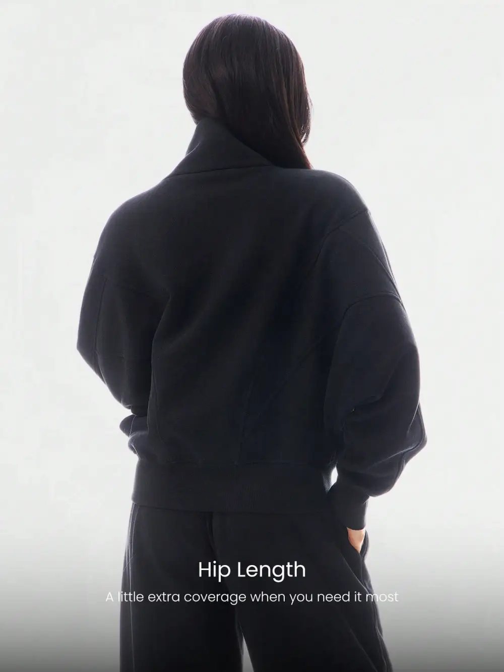 Everyday Fleece WarmthSoft Warm Lightweight Front Back Seam Detailing Pockets Batwing Sleeve High Neckline Full-Zip Jacket