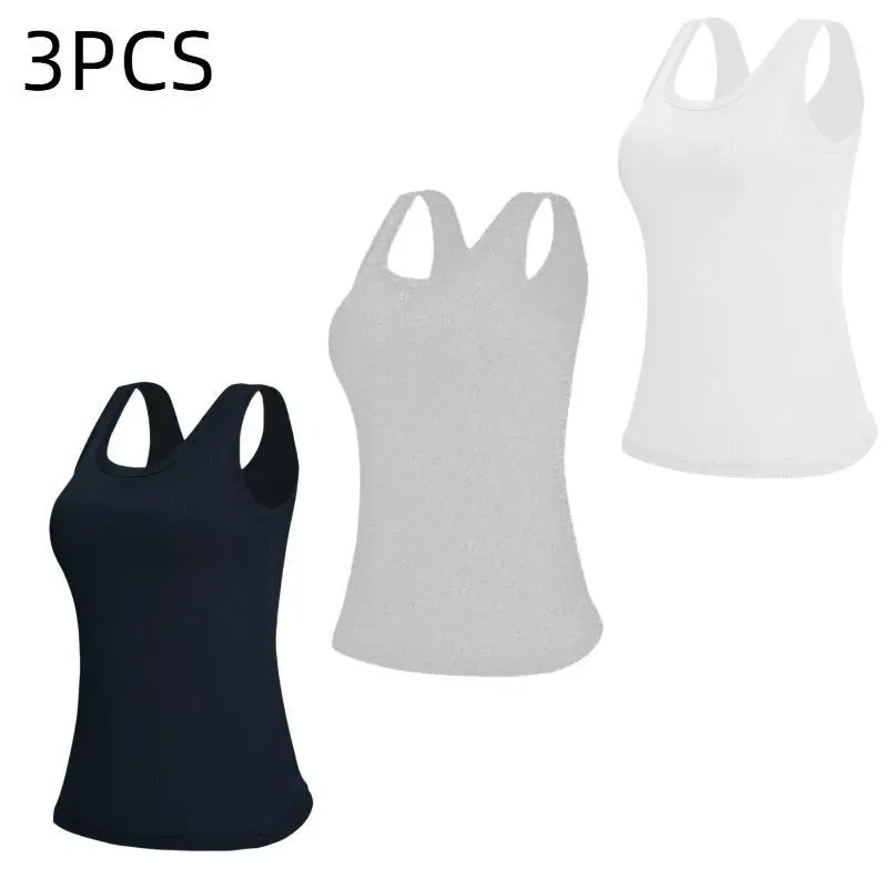Women's Ribbed Scoop Neck Sports Tank with Built-in Bra