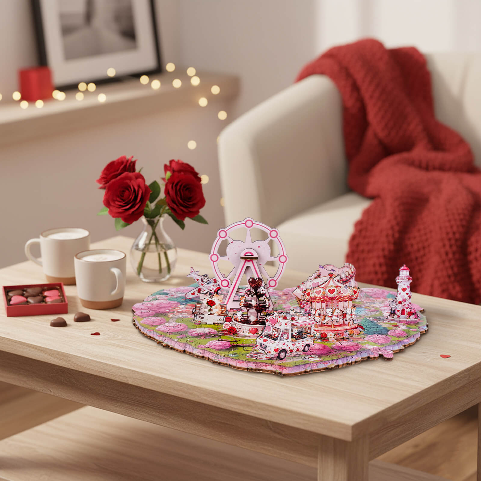 Valentine Kittyland Wooden Jigsaw Puzzle