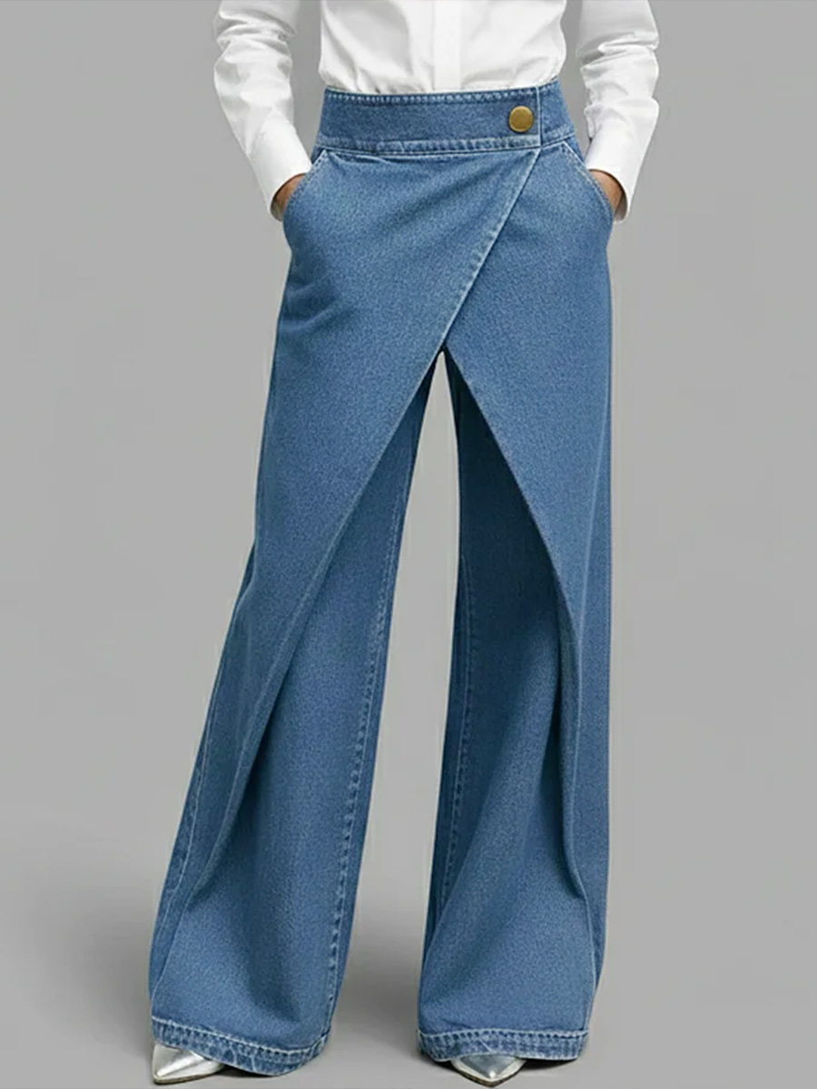 Women's High-waisted Casual Loose-fitting Wide-leg Jeans