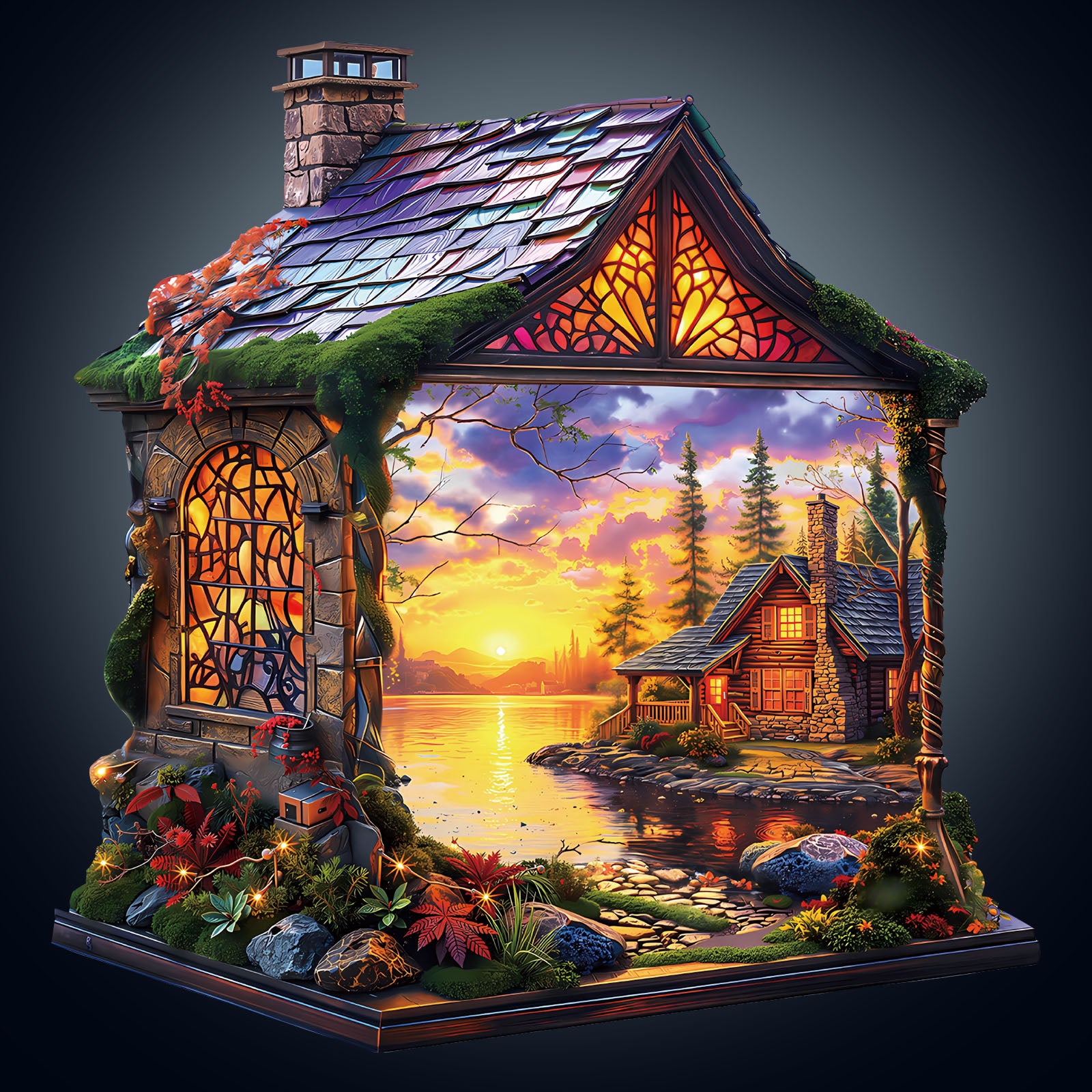 Sunset Cottage Wooden Jigsaw Puzzle