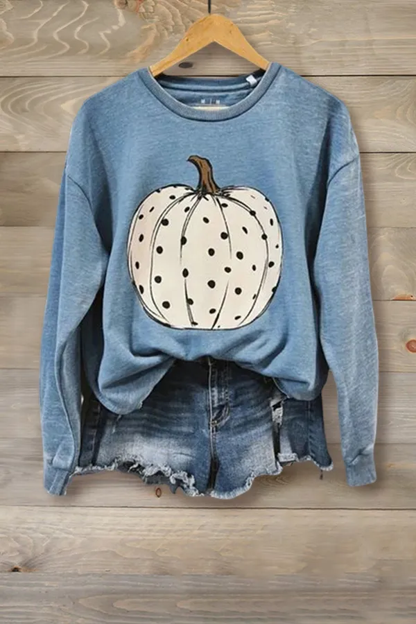 Casual Pumpkin Print Sweatshirt