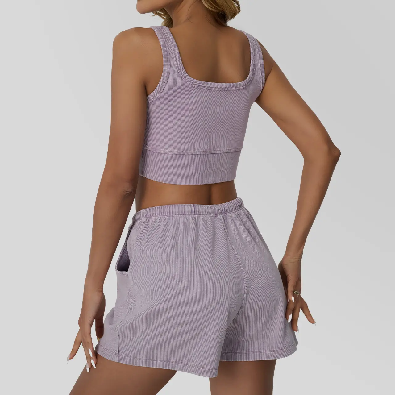 AUTOMET Fade Craft Casual Acid Wash Set Womes 2 Peices Outfits Tank Top Spring Basic Shorts Y2K Comfortable Set -No Bleach or Detergent Needed! SpringStatements