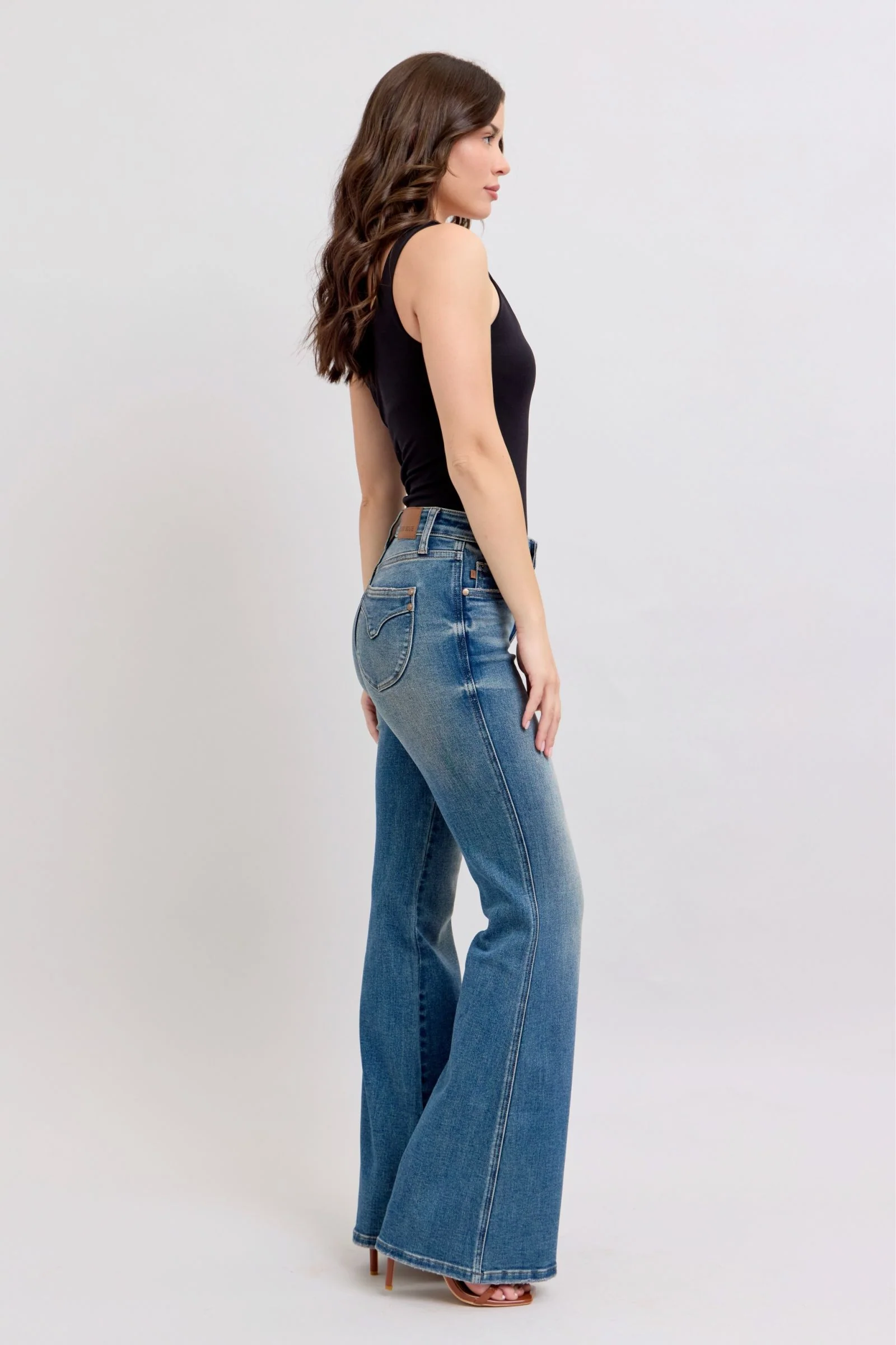 Blue Full Size Tummy Control Vintage Wash Jeans